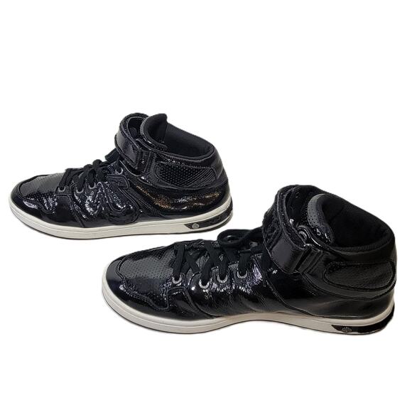 True Religion Brand Black Patent Mid-Top Sneakers Men's Size 12 - Picture 6 of 10